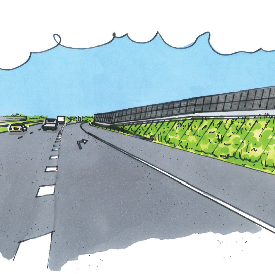 Uniek geluidsscherm vangt iedere lichtstraal langs de Solar Highway